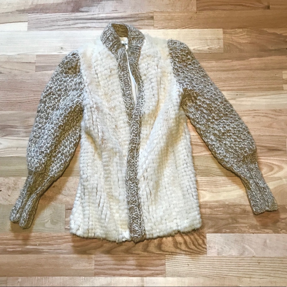 Chunky Knit Cream and Taupe Women’s Cardigan Sweater